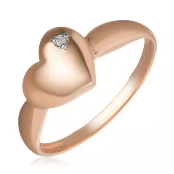 Серебряное кольцо с бриллиантом "Сердце"