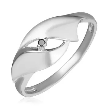 Серебряное кольцо с черным бриллиантом