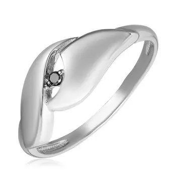 Серебряное кольцо с черным бриллиантом