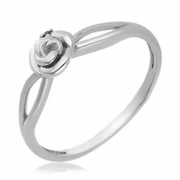 Серебряное кольцо с черным бриллиантом