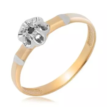 Серебряное кольцо с черным бриллиантом