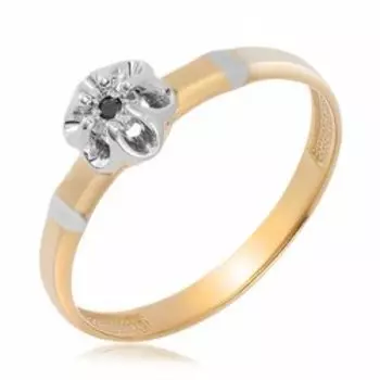 Серебряное кольцо с черным бриллиантом