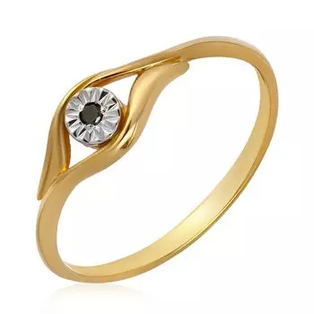 Серебряное кольцо с черным бриллиантом