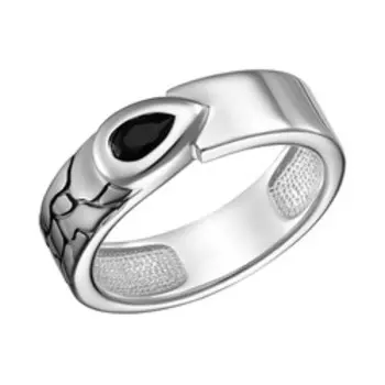 Серебряное кольцо с черным фианитом