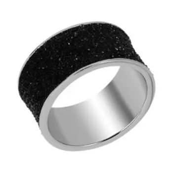 Серебряное кольцо с черным глиттером