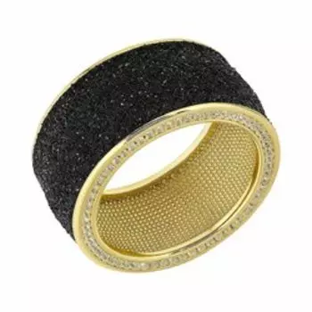 Серебряное кольцо с черным глиттером и фианитами