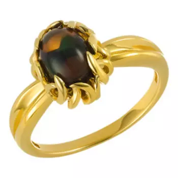 Серебряное кольцо с черным натуральным опалом