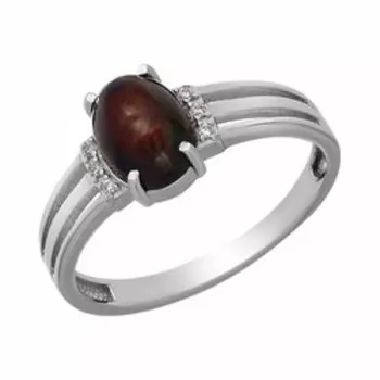 Серебряное кольцо с черным опалом и фианитами