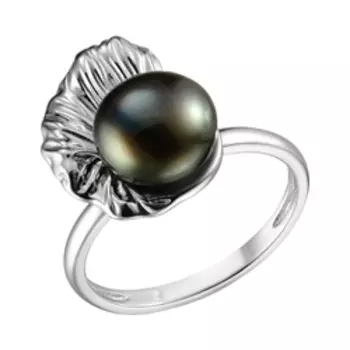 Серебряное кольцо с черным жемчугом