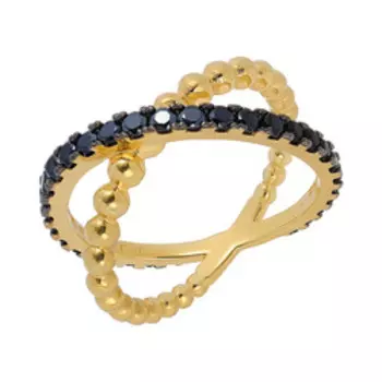 Серебряное кольцо с черными фианитами