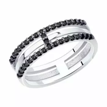 Серебряное кольцо с черными фианитами