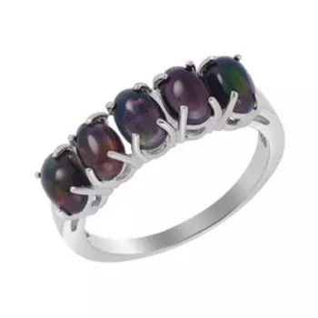 Серебряное кольцо с черными опалами