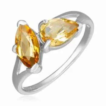 Серебряное кольцо с цитрином Мадейра и медовым цитрином