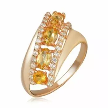 Серебряное кольцо с цитринами и фианитами