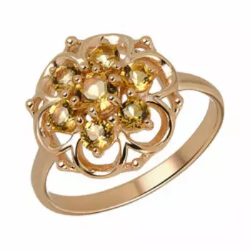 Серебряное кольцо с цитринами "Цветок"