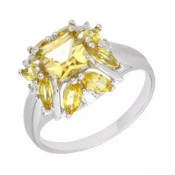 Серебряное кольцо с цитринами и фианитами