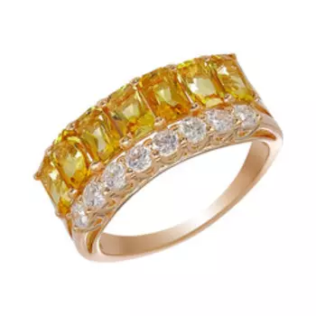 Серебряное кольцо с цитринами и фианитами