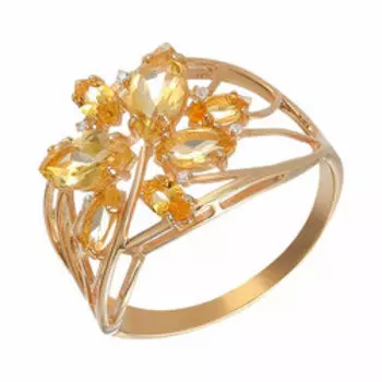 Серебряное кольцо с цитринами и фианитами