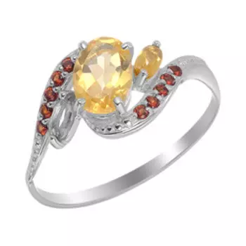 Серебряное кольцо с цитринами и фианитами