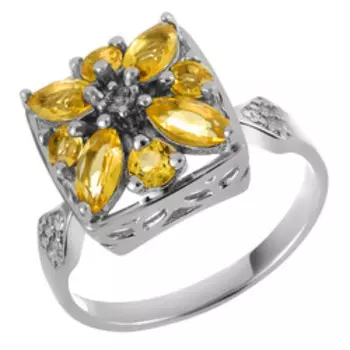 Серебряное кольцо с цитринами и фианитами