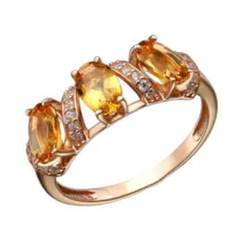 Серебряное кольцо с цитринами и фианитами