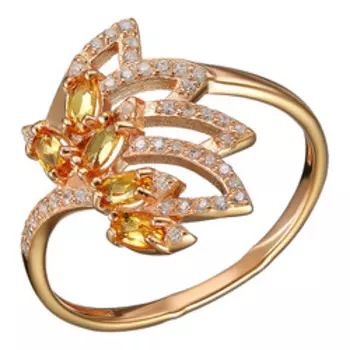 Серебряное кольцо с цитринами и фианитами