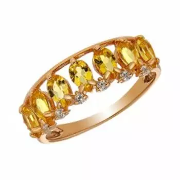 Серебряное кольцо с цитринами и фианитами