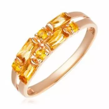 Серебряное кольцо с цитринами и кубическим цирконием