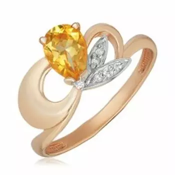 Серебряное кольцо с цитрином и фианитами