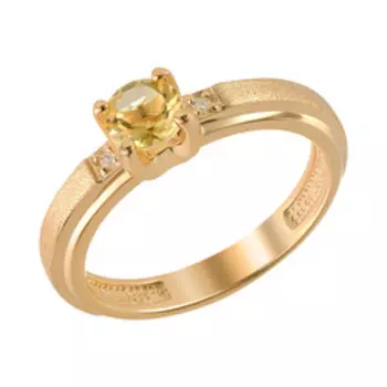 Серебряное кольцо с цитрином и бриллиантами