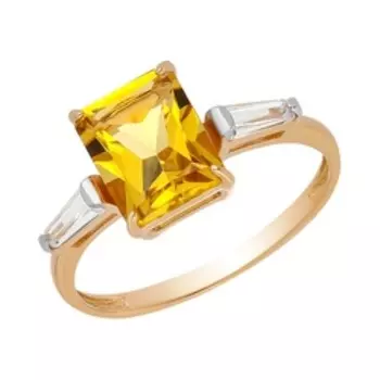 Серебряное кольцо с цитрином и цирконием