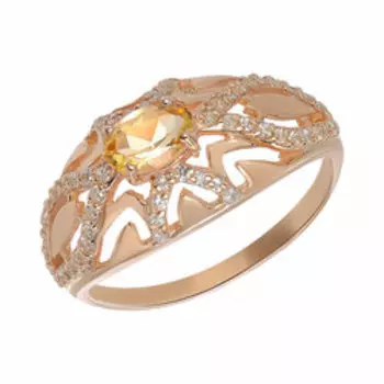 Серебряное кольцо с цитрином и фианитами