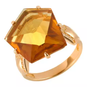 Серебряное кольцо с цитрином и фианитами