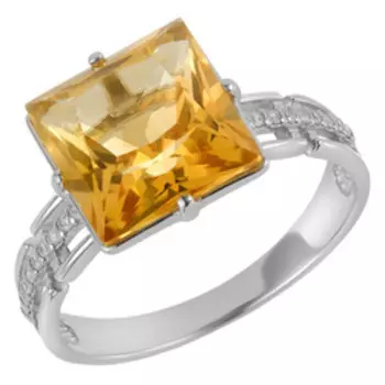 Серебряное кольцо с цитрином и фианитами