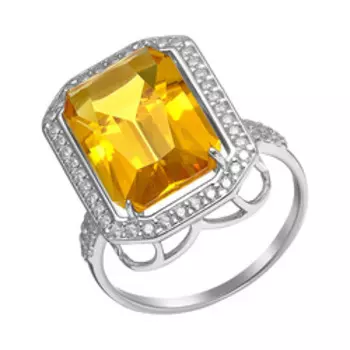 Серебряное кольцо с цитрином и фианитами