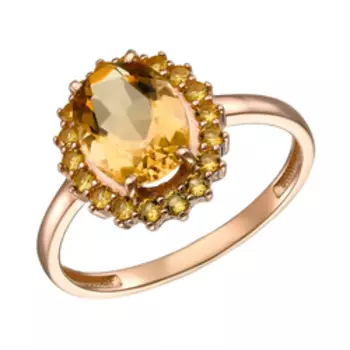 Серебряное кольцо с цитрином и фианитами