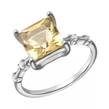 Серебряное кольцо с цитрином и фианитами