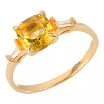 Серебряное кольцо с цитрином и фианитами