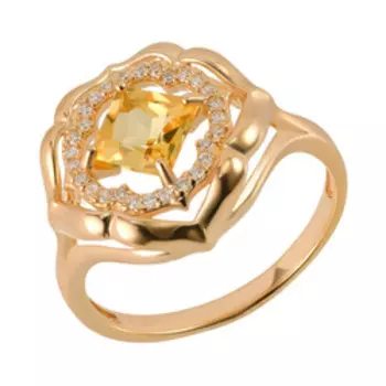 Серебряное кольцо с цитрином и фианитами