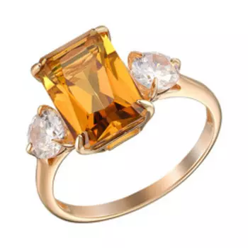 Серебряное кольцо с цитрином и фианитами