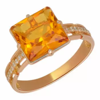 Серебряное кольцо с цитрином и фианитами