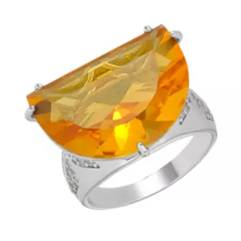 Серебряное кольцо с цитрином и фианитами