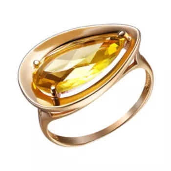 Серебряное кольцо с цитрином и фианитами