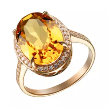Серебряное кольцо с цитрином и фианитами