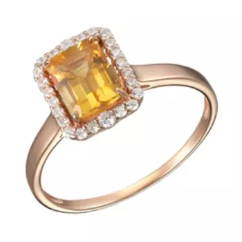 Серебряное кольцо с цитрином и фианитами