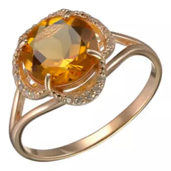 Серебряное кольцо с цитрином и фианитами