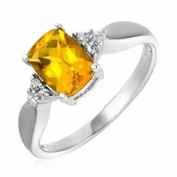 Серебряное кольцо с цитрином и кубическим цирконием