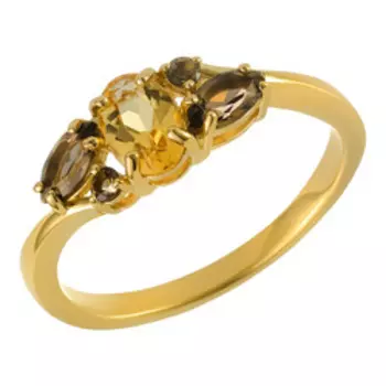 Серебряное кольцо с цитрином и раухтопазами