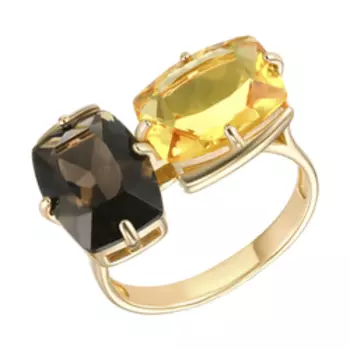 Серебряное кольцо с цитрином и раухтопазом