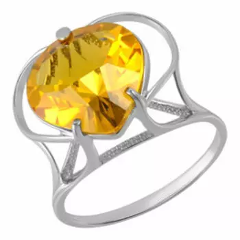 Серебряное кольцо с цитрином "Сердце"